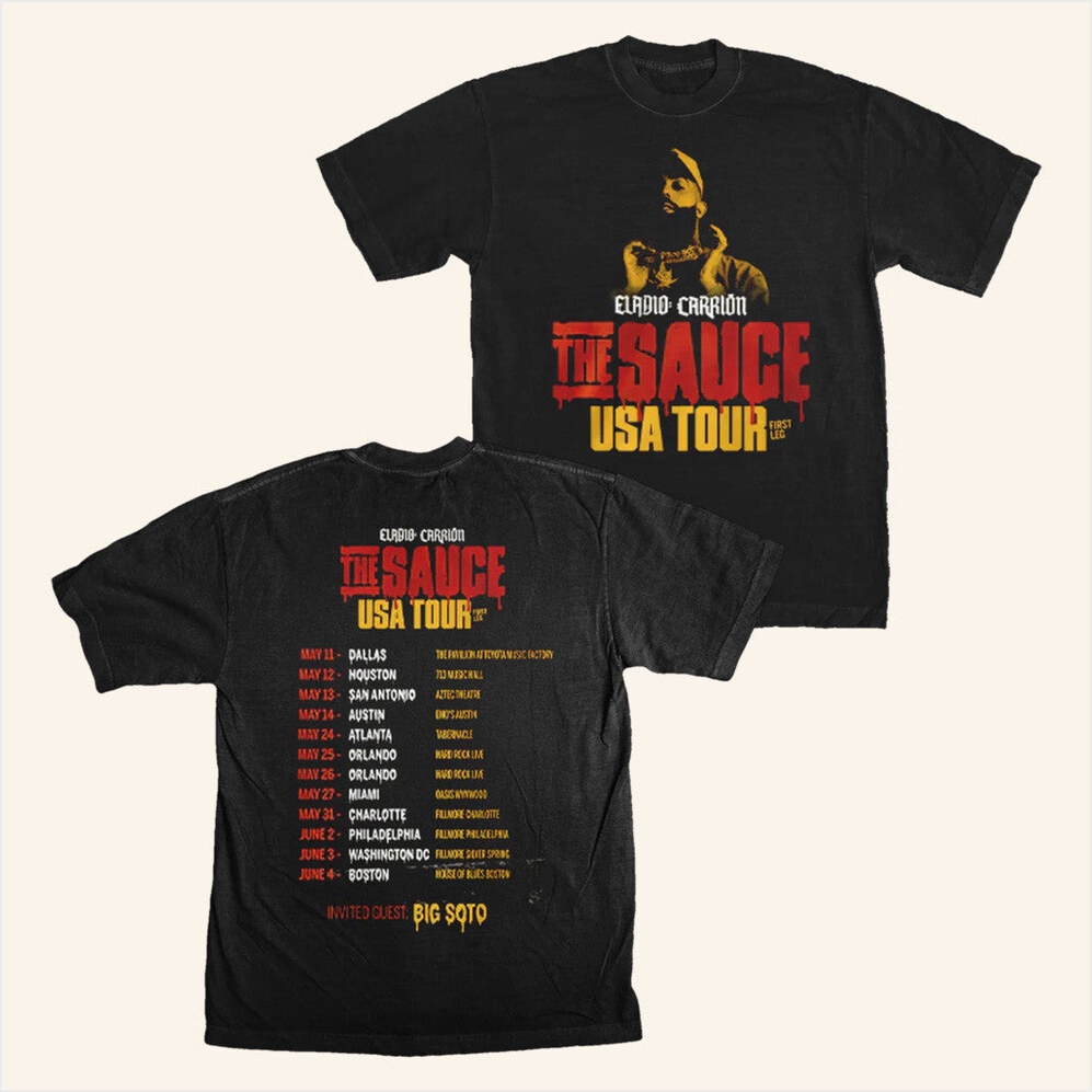 Sauce Boyz USA Tour T-Shirt Eladio Carrion Merch Gift Ideas For Dad Birthday Gift Ideas