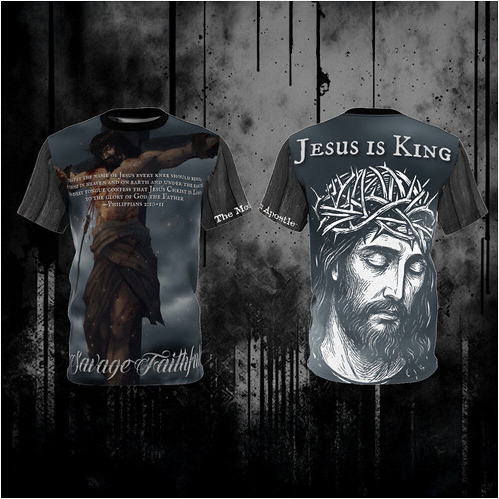 Savage Faithful Jesus is King T-Shirt Christian Shirt Birthday Gifts For Dad Gifts For Besties