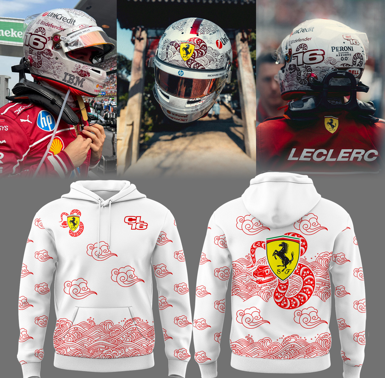 Scuderia Ferrari Merch Hoodie Charles Larlerc X China Gp 2025 Presents For F1 Fans