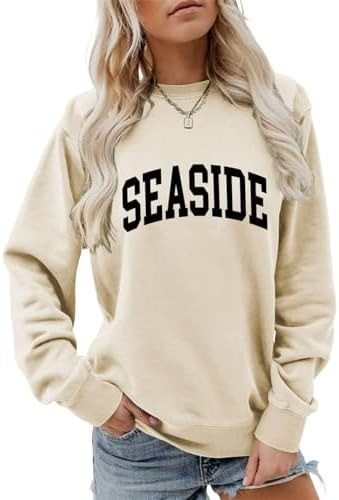 Seaside Sweatshirt Vintage Letter Sweatshirt Best Gifts For Daughter