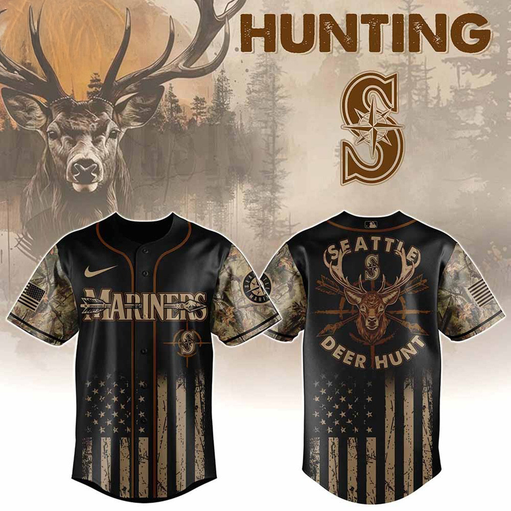 Seattle Mariners MLB X Deer Hunting Baseball Jersey Mariners Merch Presents For Baseball Fans