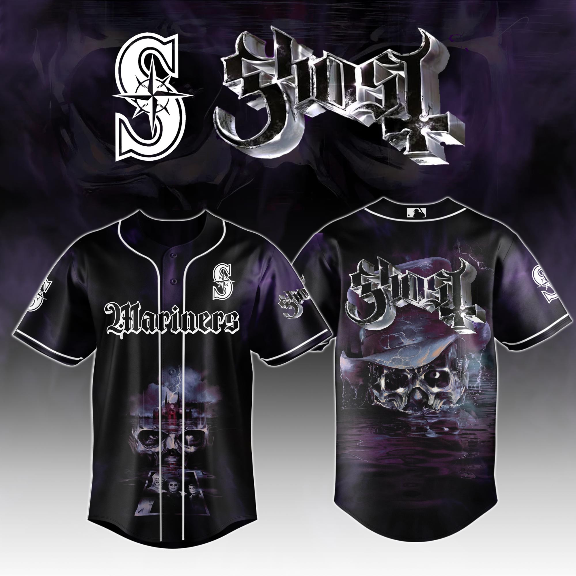 Seattle Mariners Mlb X Ghost Skeletour World Tour Baseball Jersey For Fans