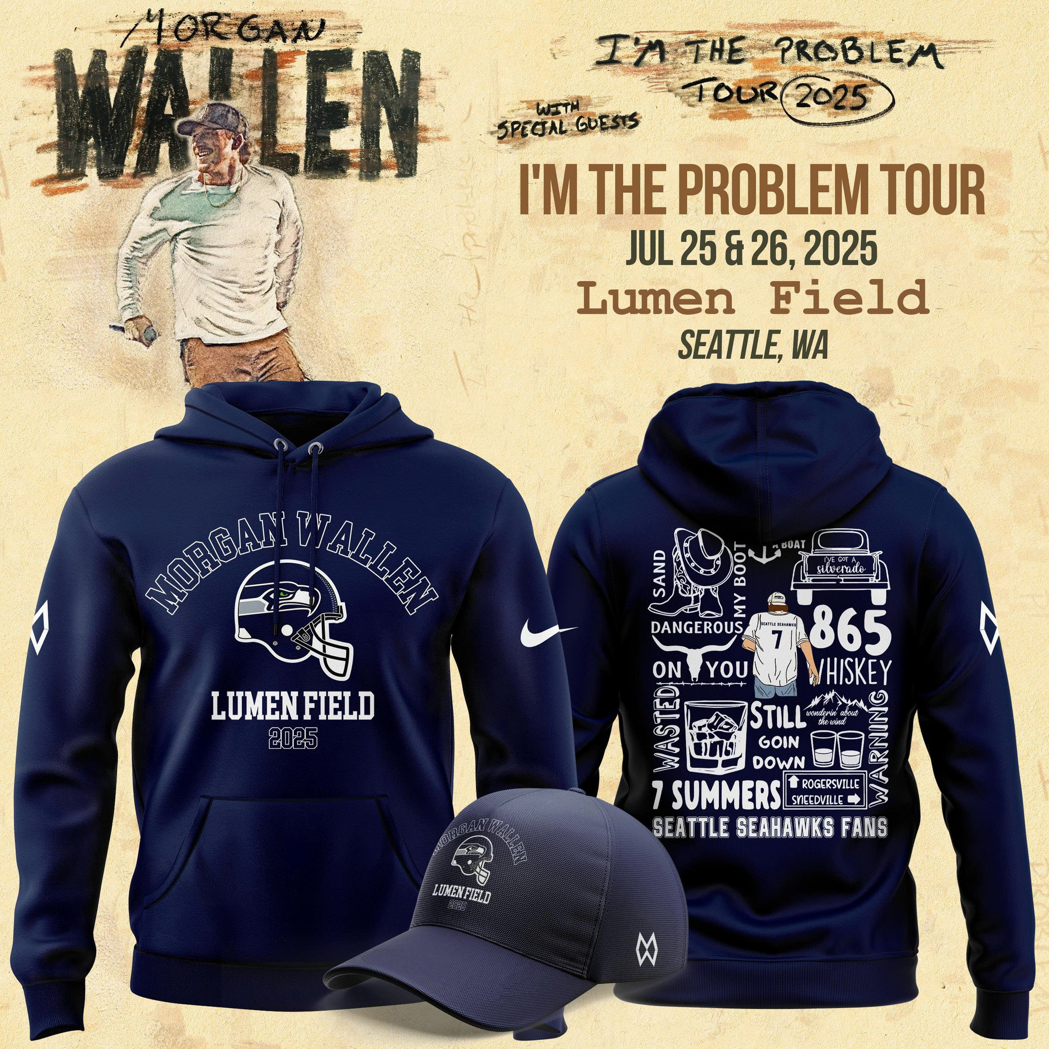 Seattle Seahawks X Morgan Wallen 2025 Hoodie Baseball Lover Gift Ideas