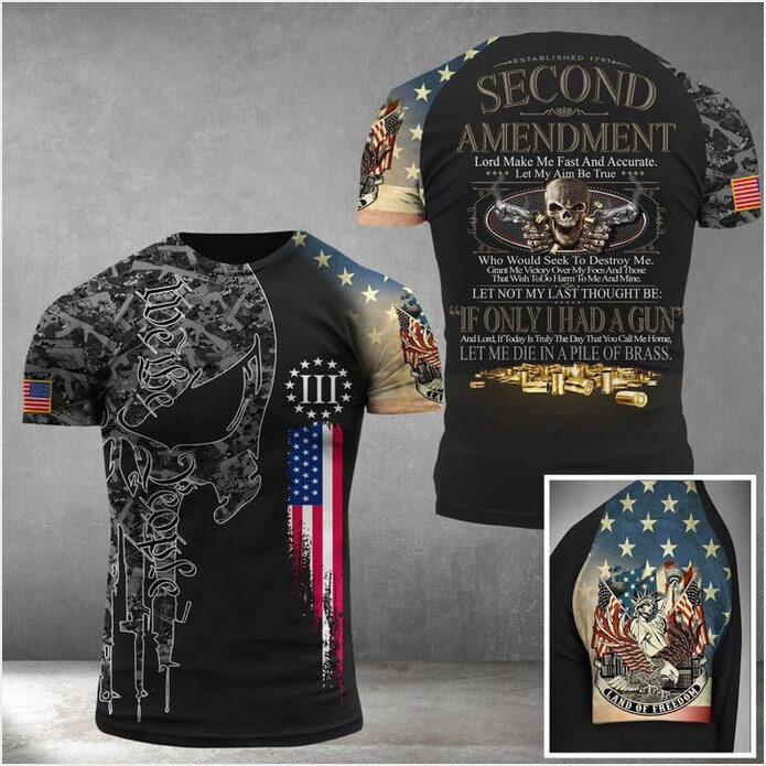 Second Amendment Firearm Gun Skull T-Shirt Land Of Freedom Apparel Gifts For Gun Lovers