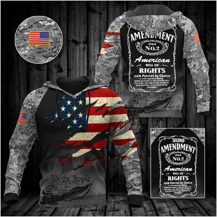 Second Amendment Hoodie We The People Camo USA Flag Clothing For Gun Rights Supporters