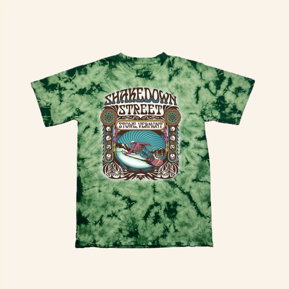 Shakedown Street Green Tie Dye T-Shirt Stowe Cider Merch Birthday Gifts For Friends