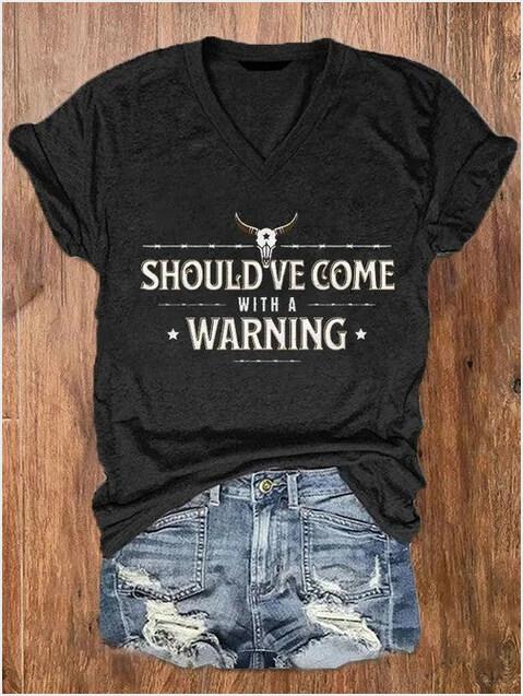 Should've Come With A Warning Texas Razor Wire V-Neck Shirt Support Texas Barbed Wire