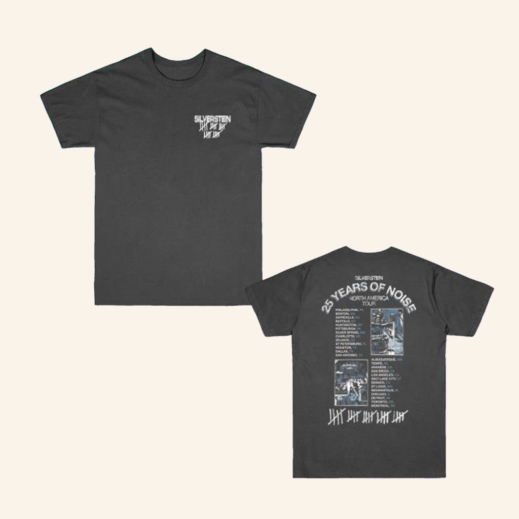 Silverstein Music Merch 25 Years Of Noise Tour Shirt Gifts For Music Fans