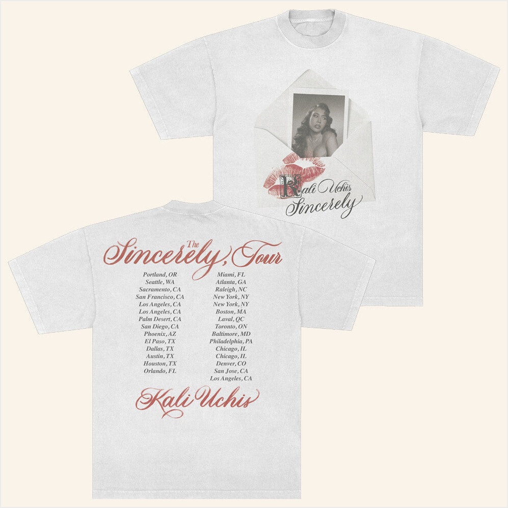 Sincerely Tour Envelope White Tee T-Shirt Kali Uchis Merch Gifts For Sister Gifts For BFF