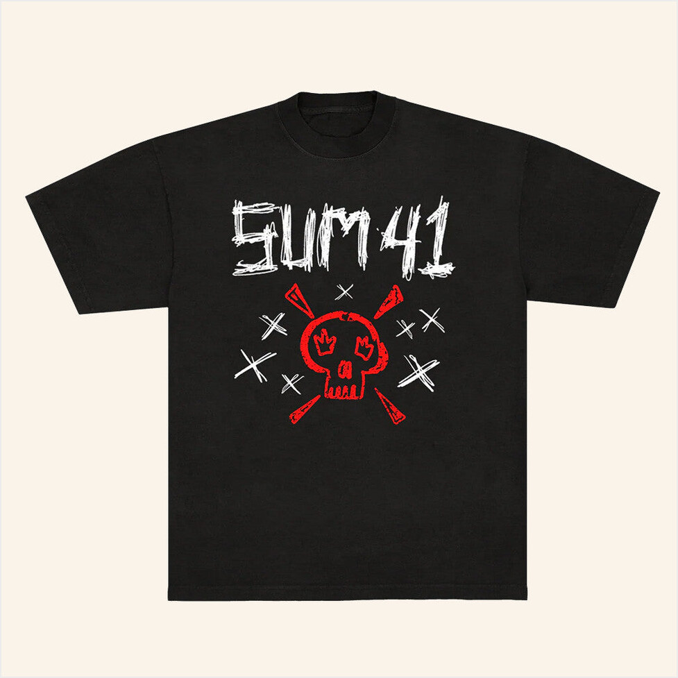 Sketch Logo Skull Black T-Shirt Sum41 Merch Unique Gifts For Husband Birthday Gift Ideas