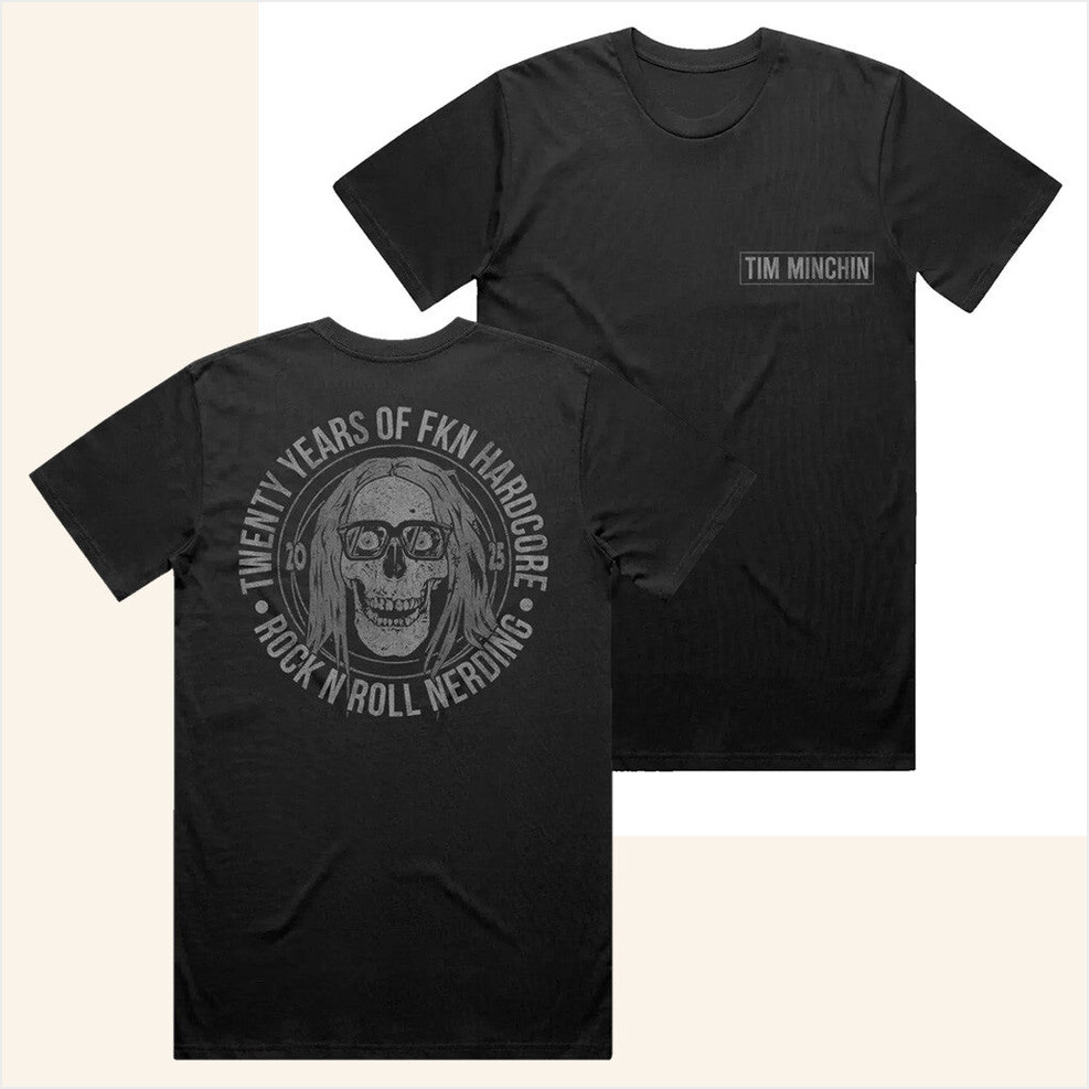 Skull Black T-Shirt Tim Minchin Merch Presents For Dad BFF Birthday Gifts Ideas