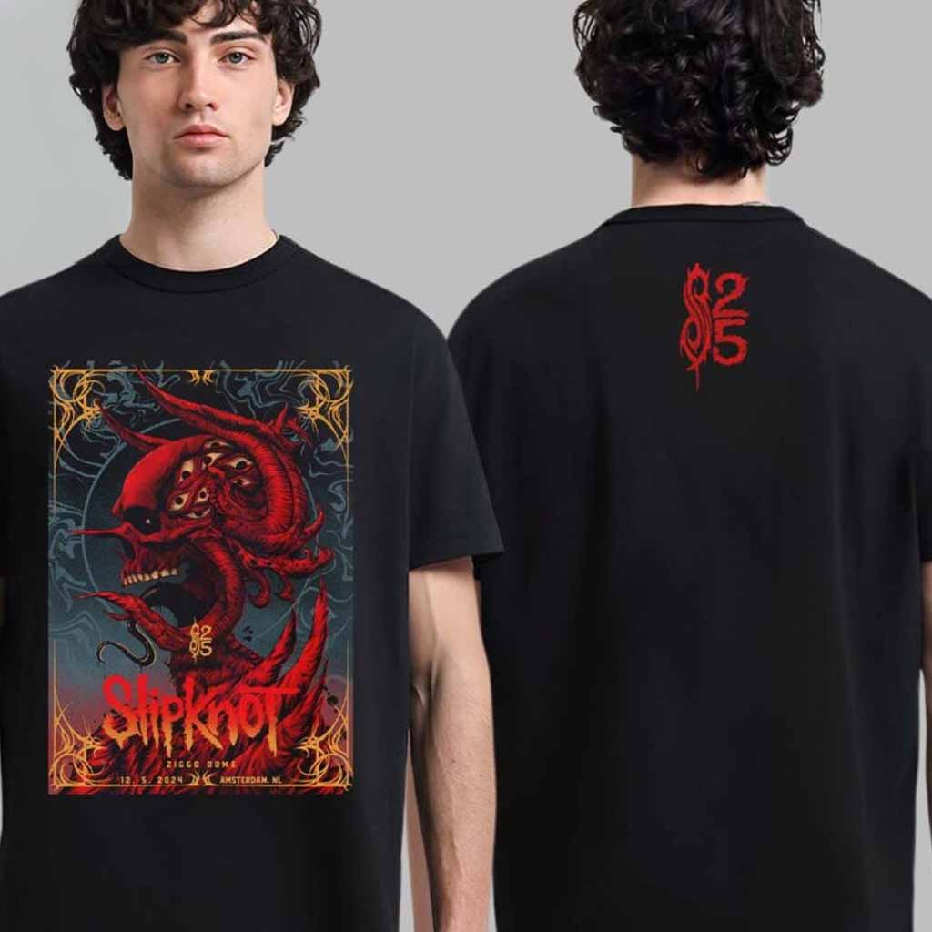 Slipknot 2024 Tour Merch Tee For Amsterdam Netherlands At Ziggo Dome On December 5 2024 T-Shirt Fan Gift Ideas