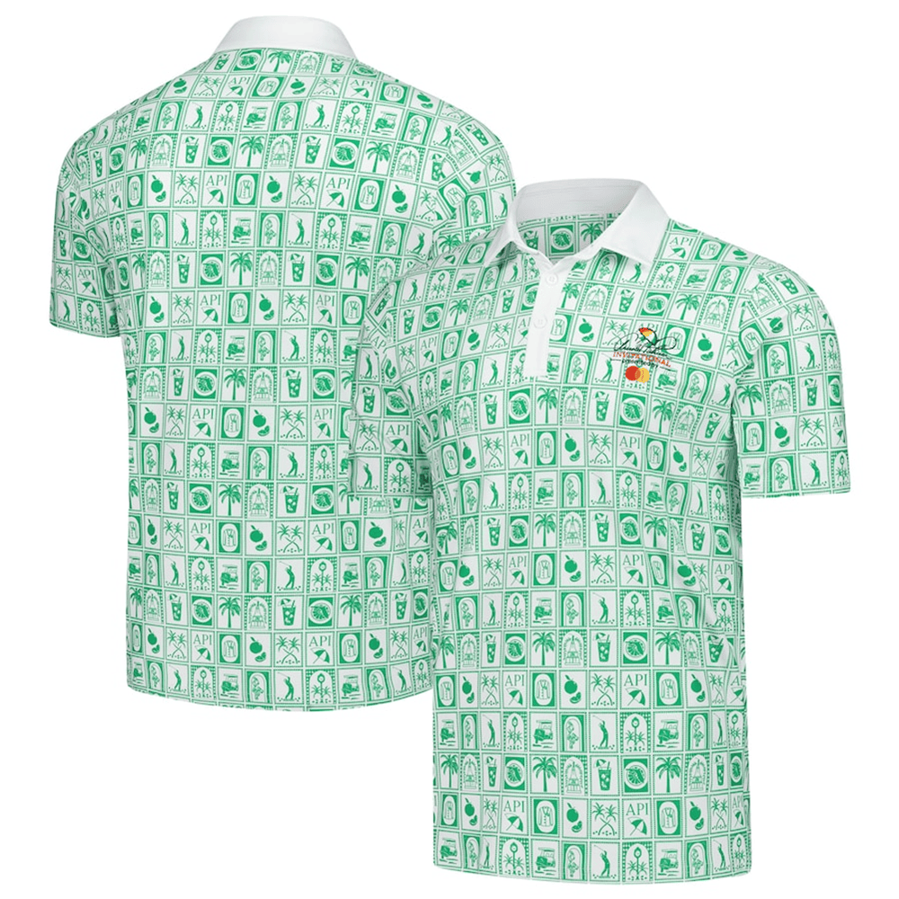 Smith And Quinn Arnold Palmer Invitational Polo Shirt Green Geo Print Polo Fathers Day Golf