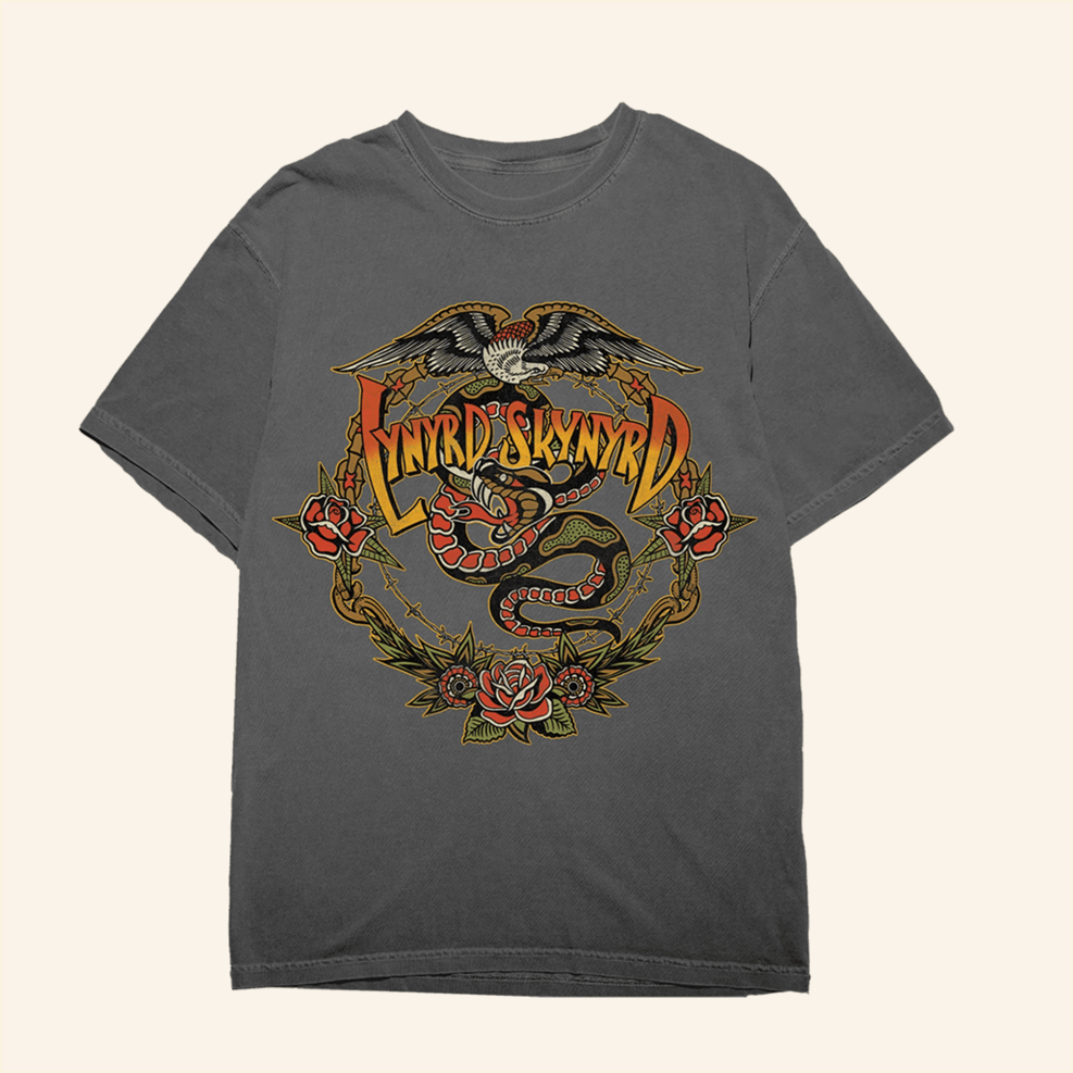 Snake Chain Charcoal T-Shirt Lynyrd Skynyrd Merch Gifts For Rock Band Fans Gifts For Besties