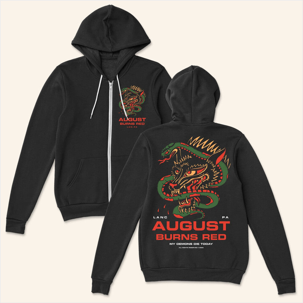 Snake Dragon Zip Up Hoodie August Burns Red Merch Birthday Gift Ideas Christmas Presents