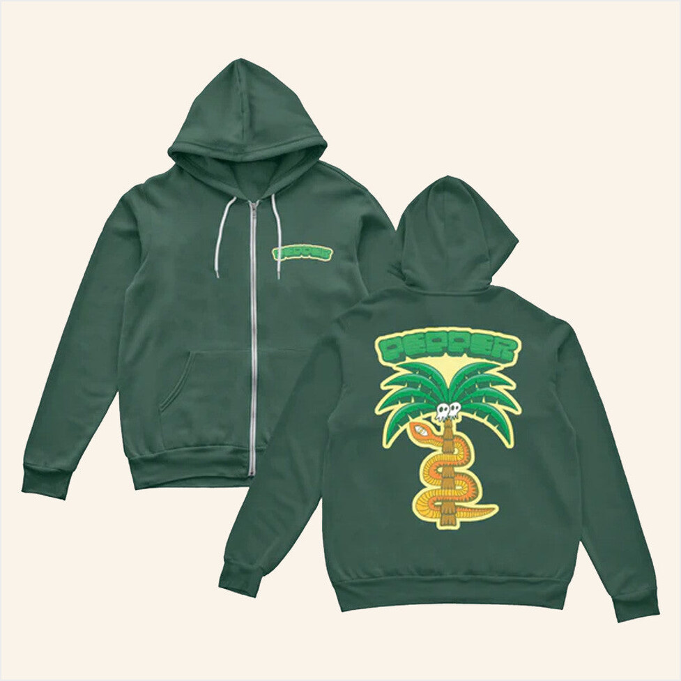 Snake Palm Tree Green Hoodie Pepper Merch Presents For Friends Birthday Gifts For Best Friend
