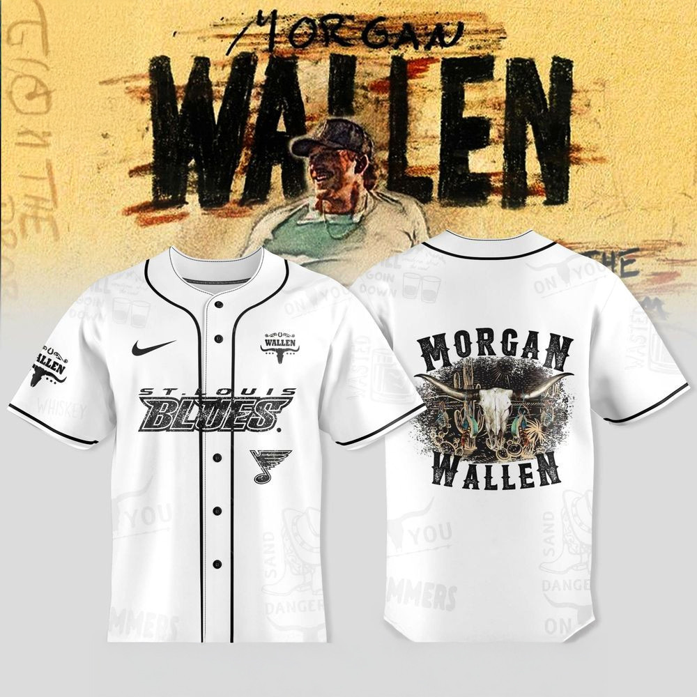 St Louis Blues X Morgan Wallen Tour Merch 2025 Jersey Blues Merch Best Gifts For Dad