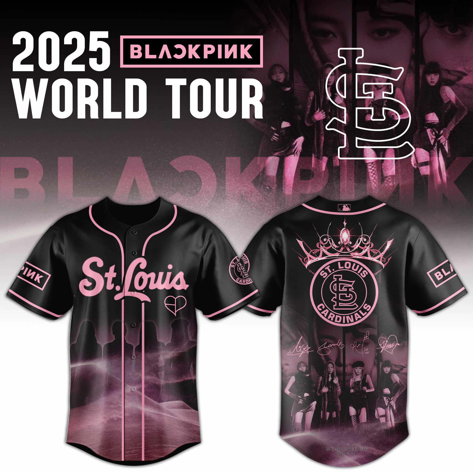 St Louis Cardinals Mlb X Black Pink World Tour Baseball Jersey For Fans