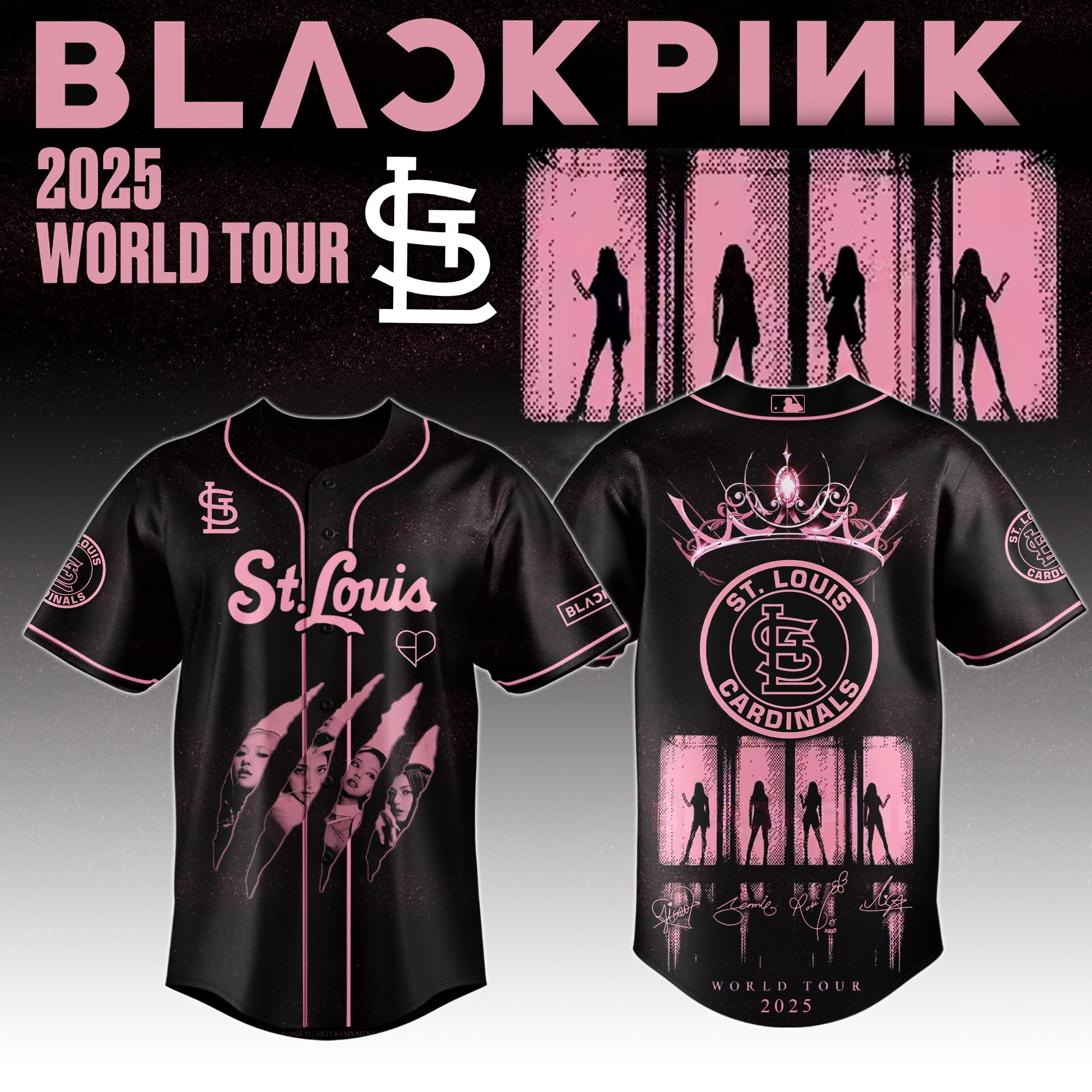 St Louis Cardinals Mlb X Black Pink World Tour Baseball Jersey For Fans Cardinals Merch