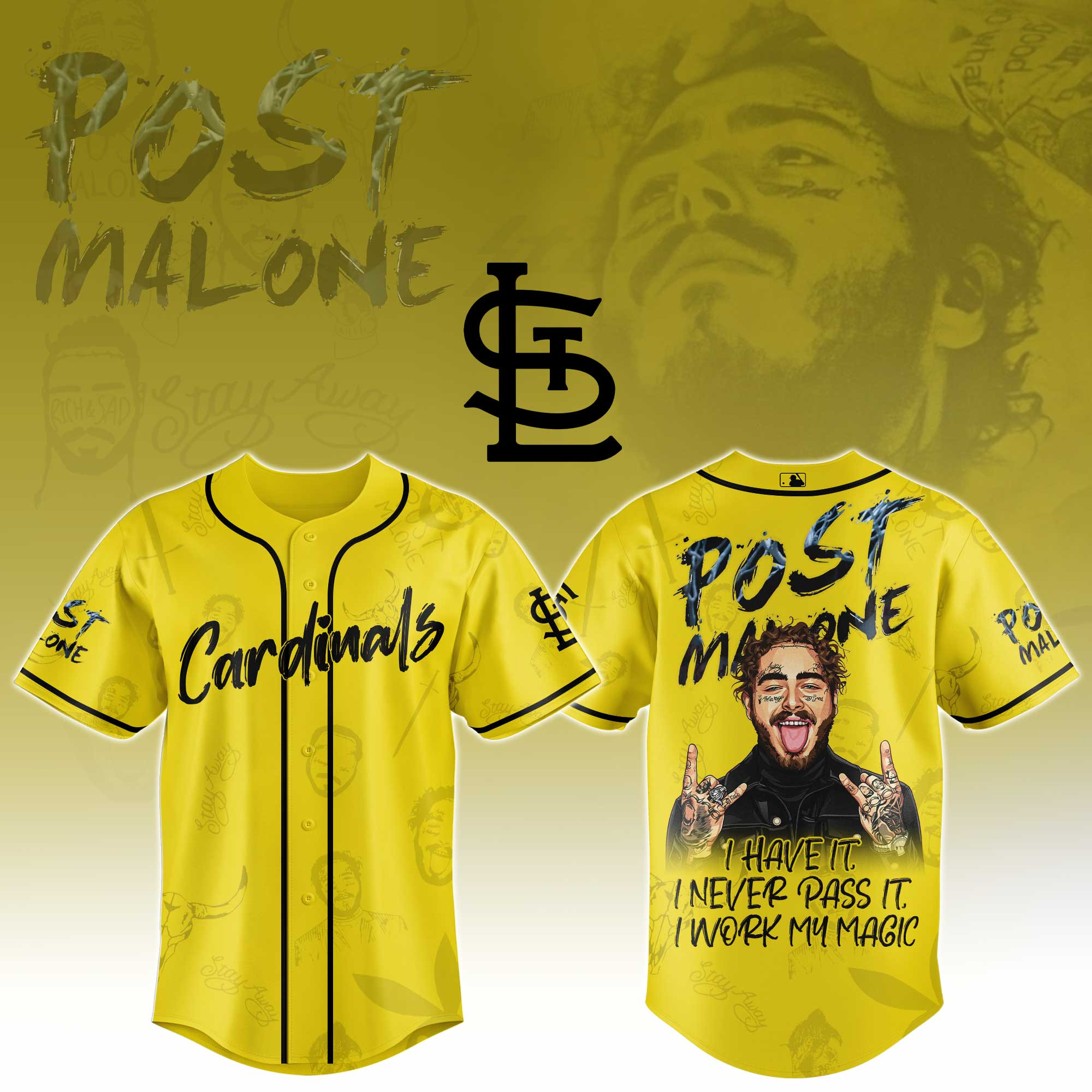 St Louis Cardinals Mlb X Post Malone Tour Baseball Jersey For Fans