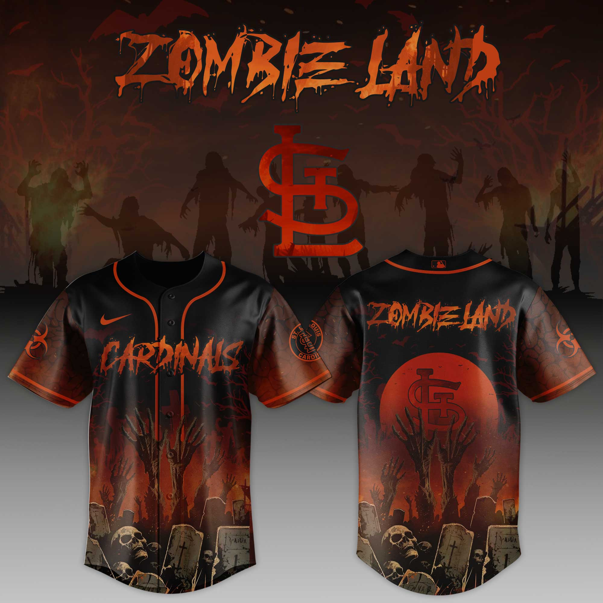St Louis Cardinals Mlb X Zombie Land Baseball Jersey For Fans