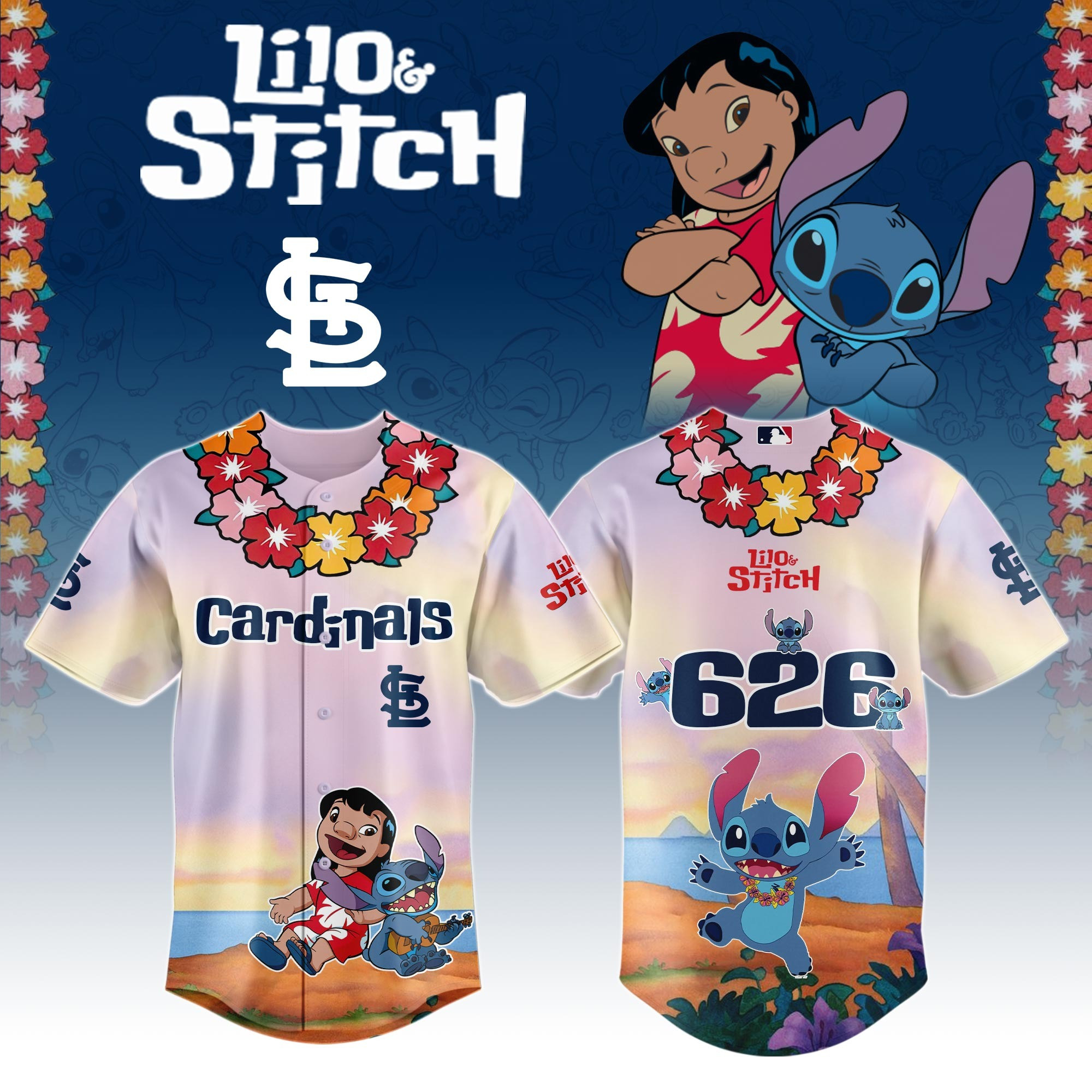 St Louis Cardinals x Lilo And Stitch Special Edition Jersey 2025 St Louis Cardinals Merch