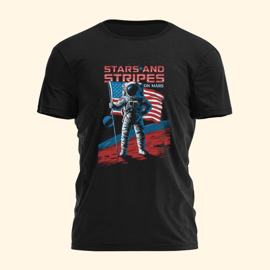 Stars And Stripes On Mars Astronaut Shirt Patriotic Clothing Gifts For Husband Country Boy Gift