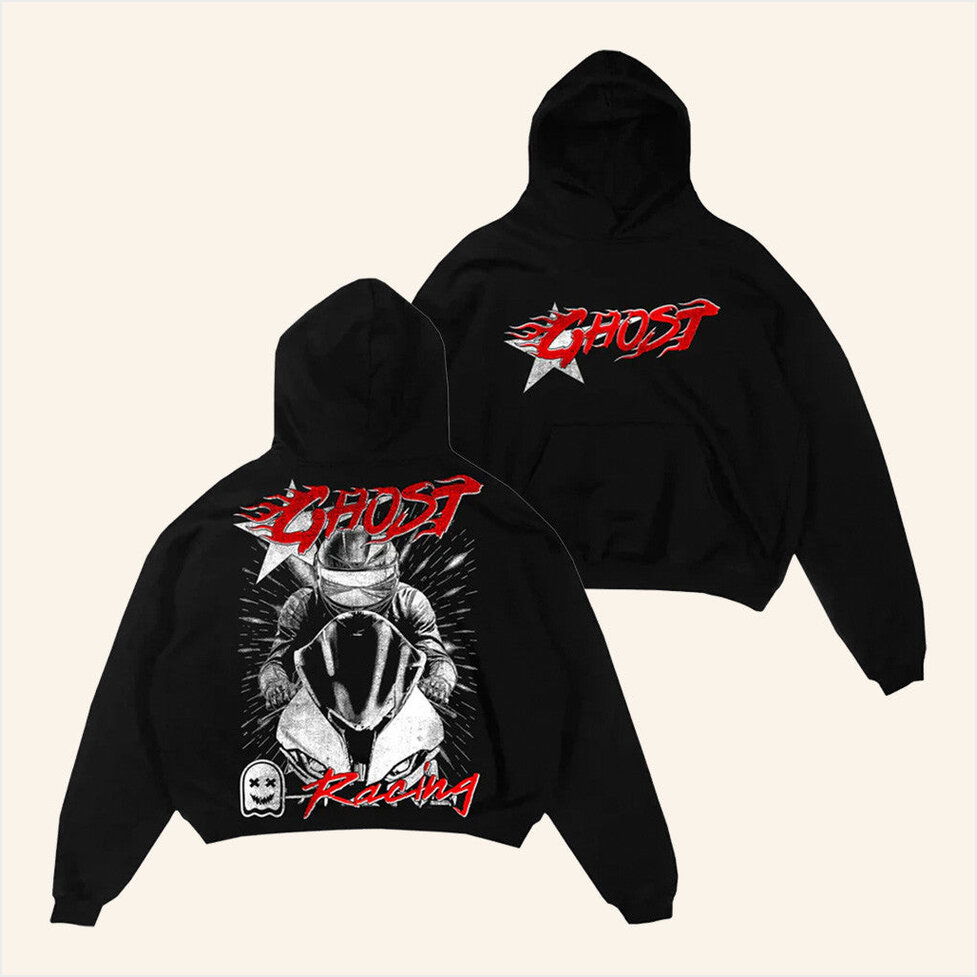 Store Star Ghost Black Hoodie Official Ghost Racing Merch BFF Birthday Gifts Christmas Presents