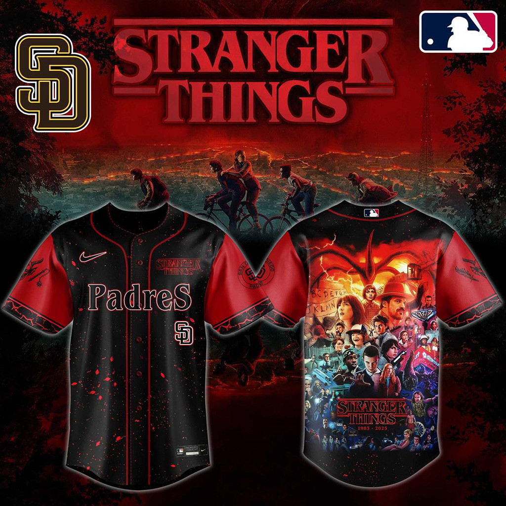 Stranger Things 5 Final Season Mix San Diego Padres 2025 Jersey Padres Merch Son Gifts