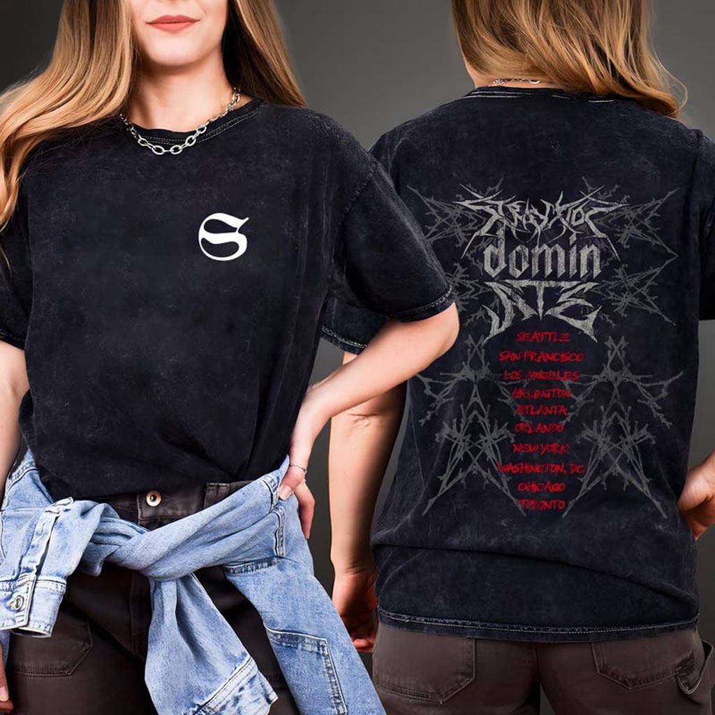 Stray Kids Domiate Mineral Wash Black Shirt Stray Kids Domiate World Tour Mineral Clothing