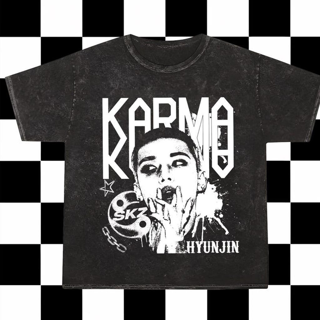 Stray Kids Hyunjin Ceremony Mineral Washed Shirt Stray Kids Karma Mineral Clothing Fan Gifts