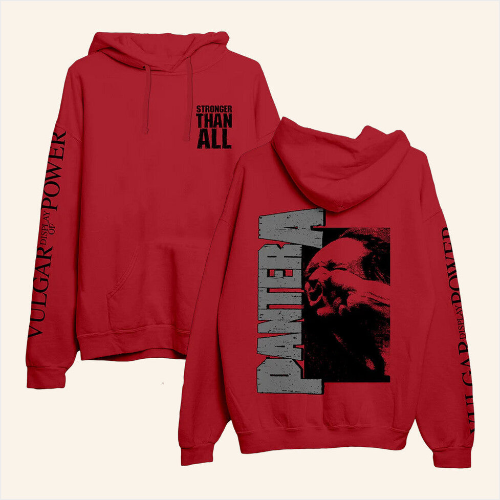 Stronger Than All Red Hoodie Pantera Merch Gift Ideas For Him Birthday Gift Ideas