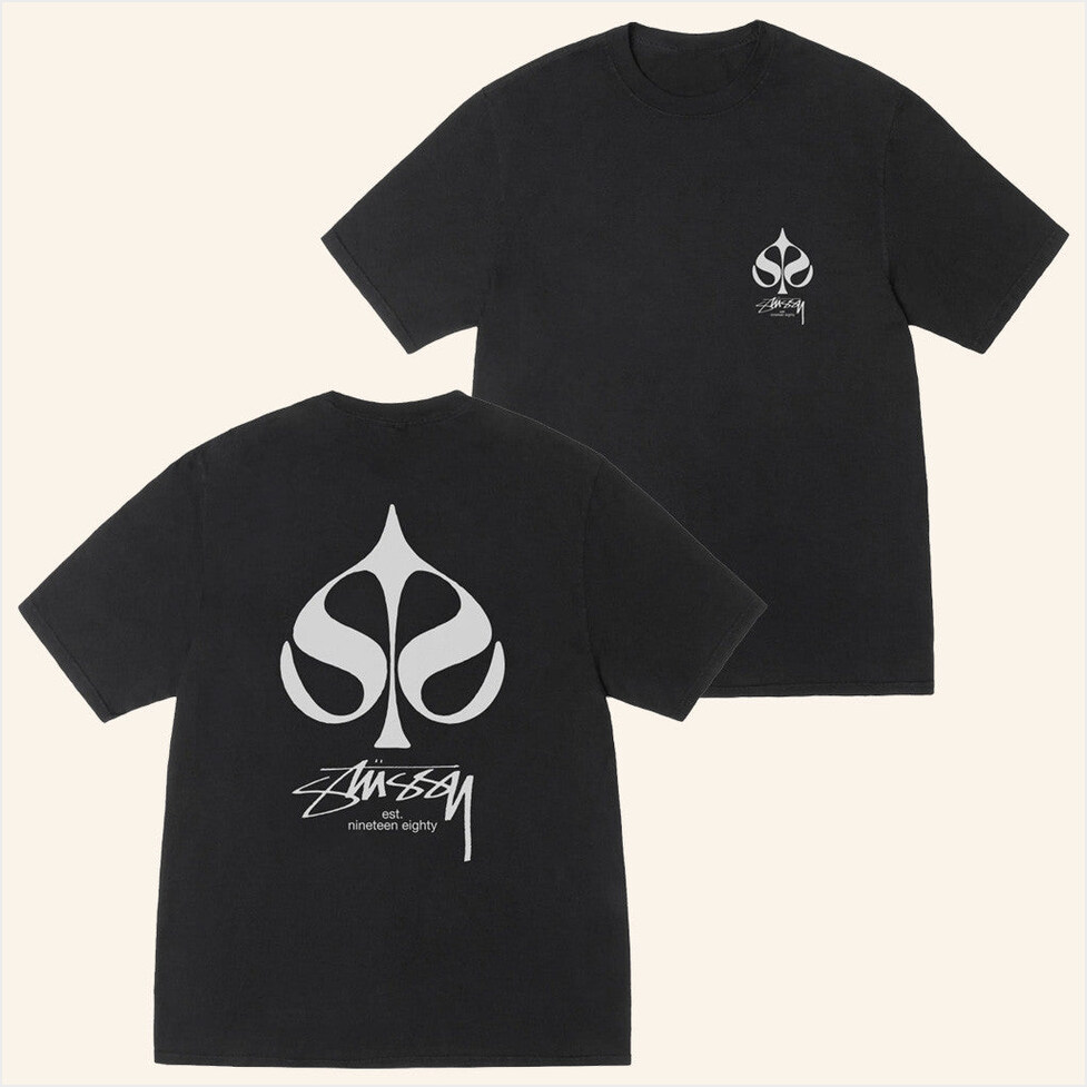 Stussy Spade Pigment Dyed Black T-Shirt Doverstreetmarket Merch Good Birthday Gifts For Besties