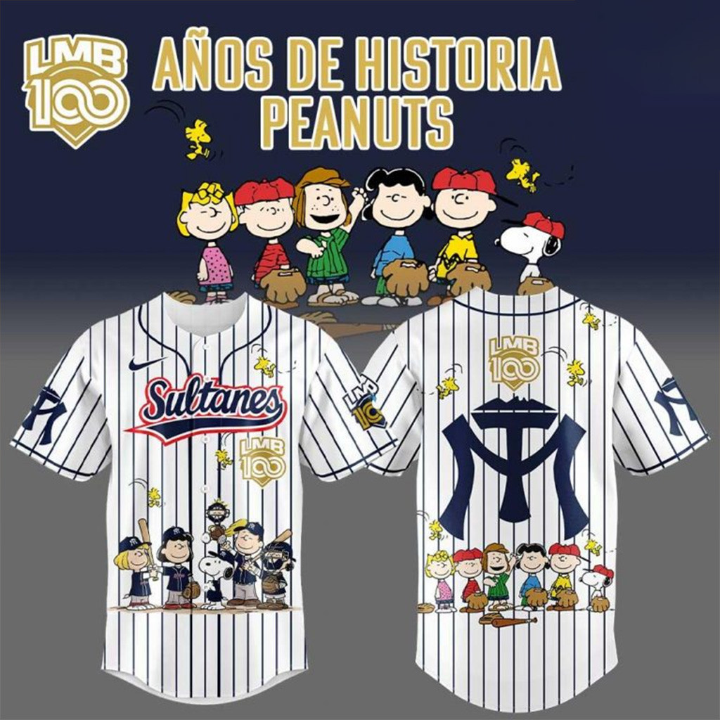 Sultanes De Monterrey 100 Anos De Historia Peanuts Night Special Baseball Jersey Fans Gifts