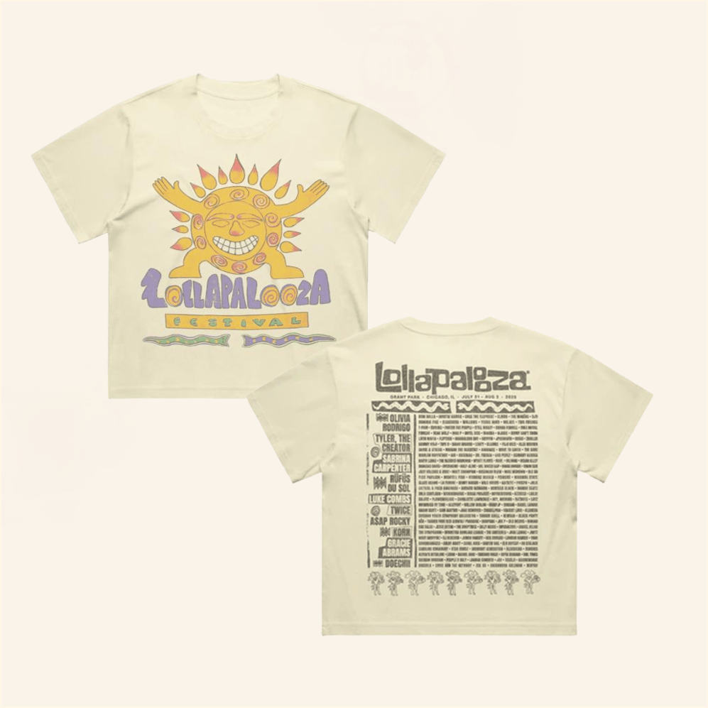Sunburst Cropped T-Shirt Lollapalooza Merch Birthday Gifts For Girlfriend Gifts For Friends
