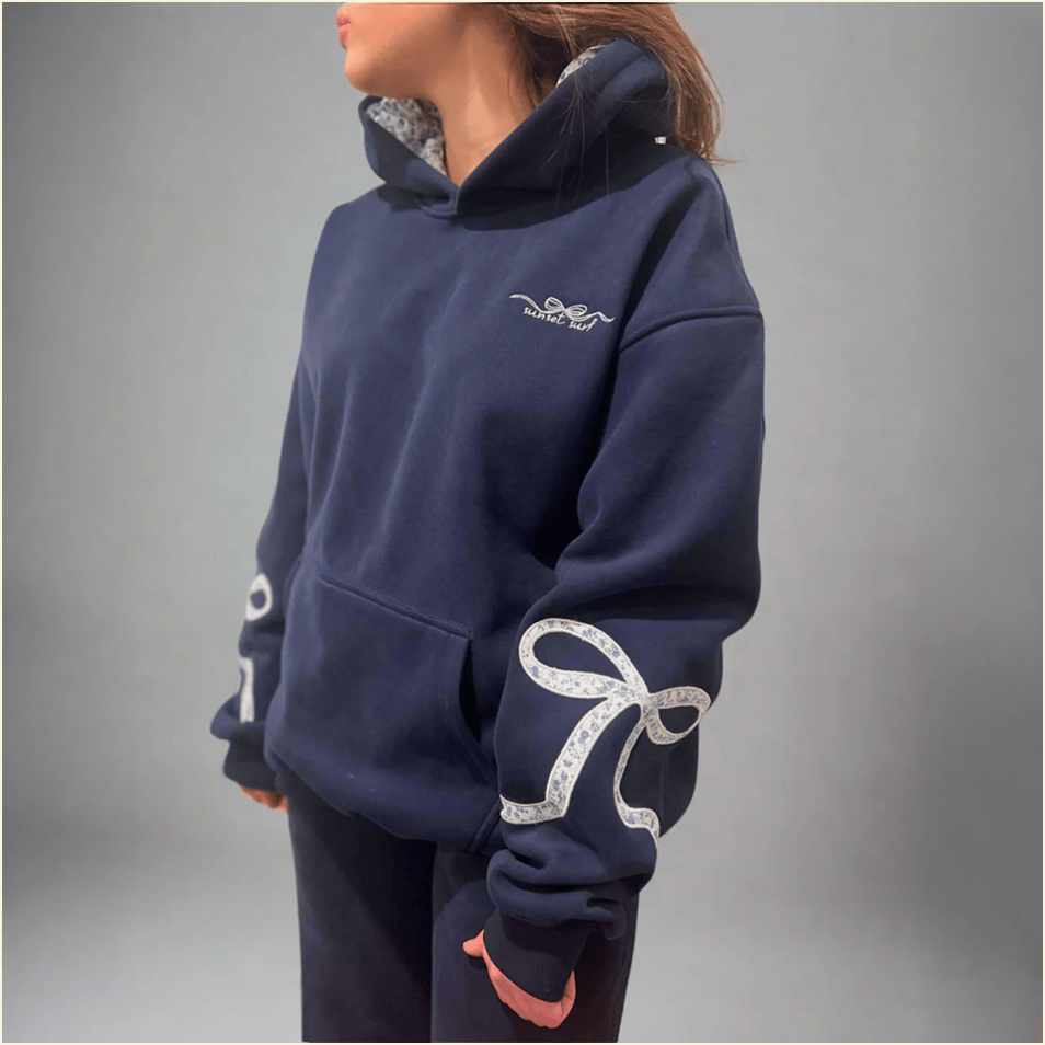 Sunset Surf Hoodie Printed Coastal Bow Hoodie Sunset Surf Merch Best Gifts For Girlfriend