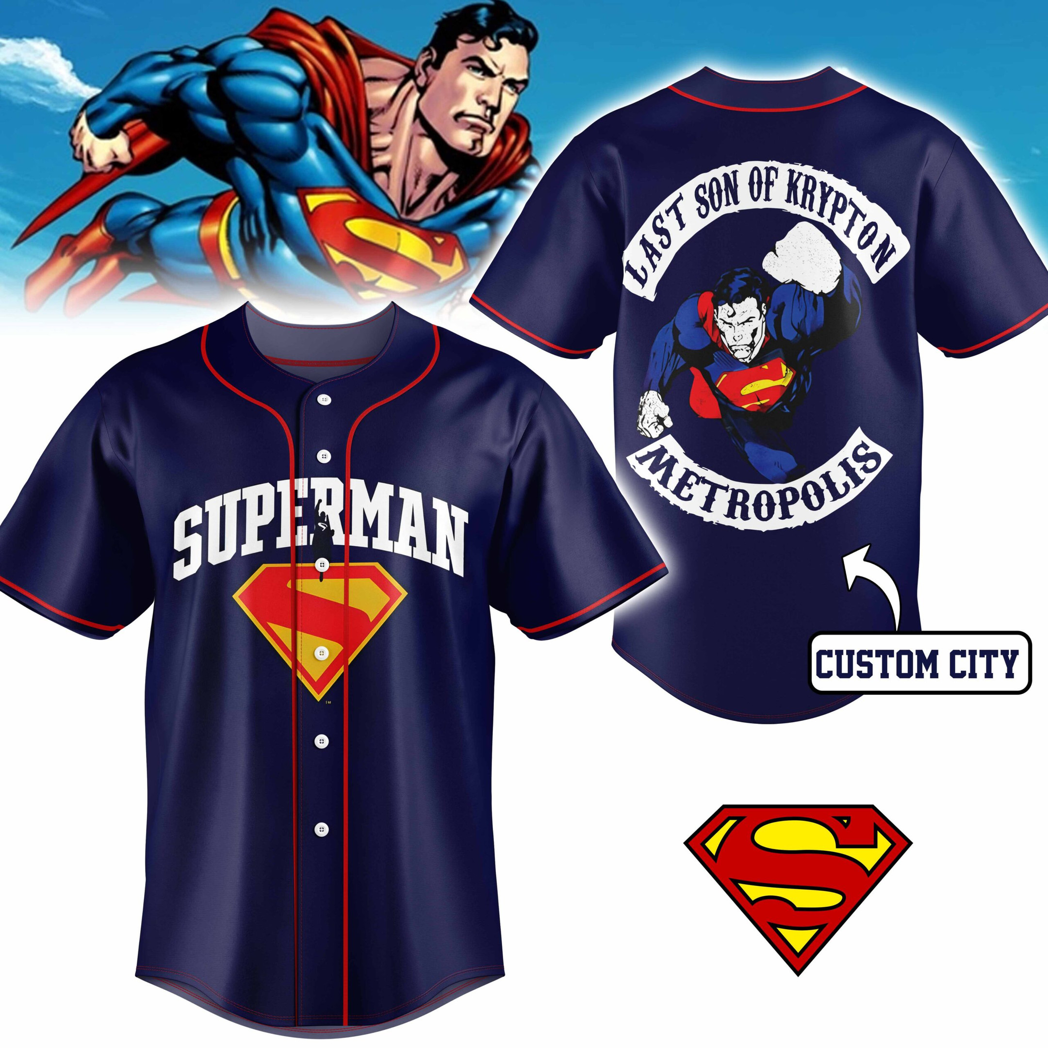 Superman Movie Personalized Baseball Jersey For Fans