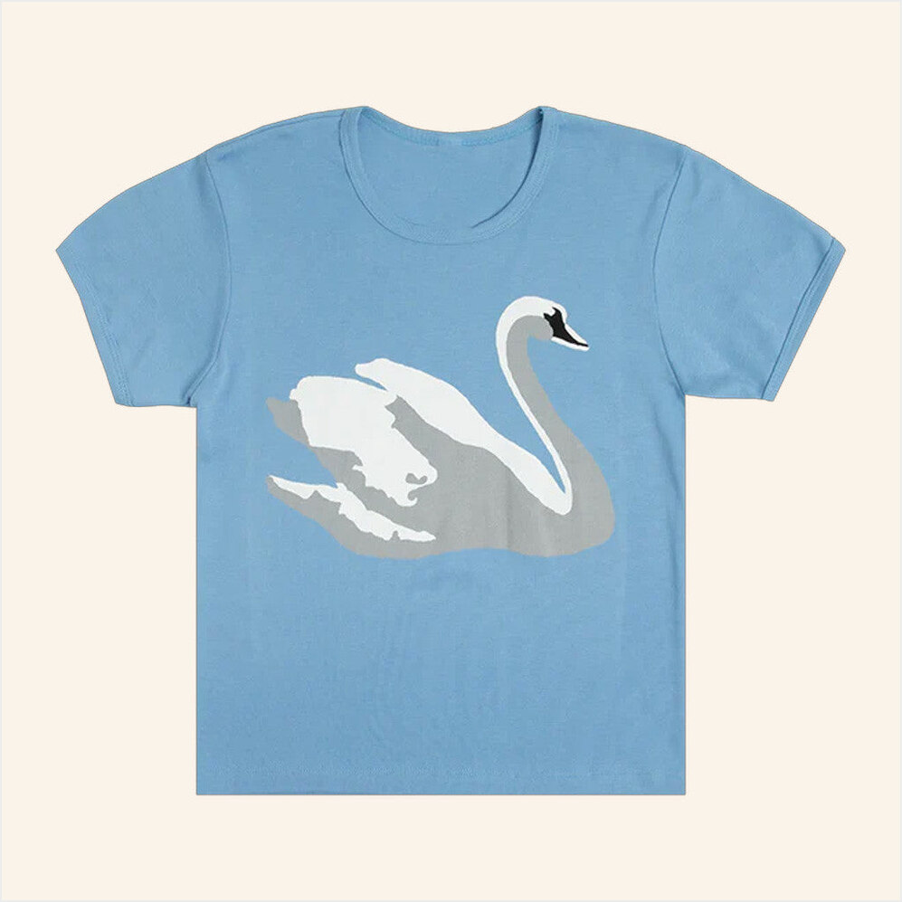 Swan Blue Cropped T-Shirt Lana Del Rey Merch Best Gifts For Girlfriend Birthday Gift Ideas