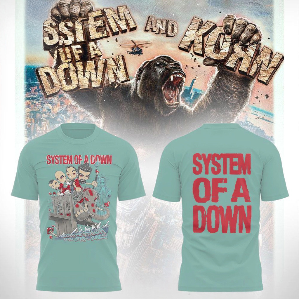 System Of A Down And Korn Wake Up Stadium Tour 2025 X NYC T-Shirt Fan Merch Dad Gifts