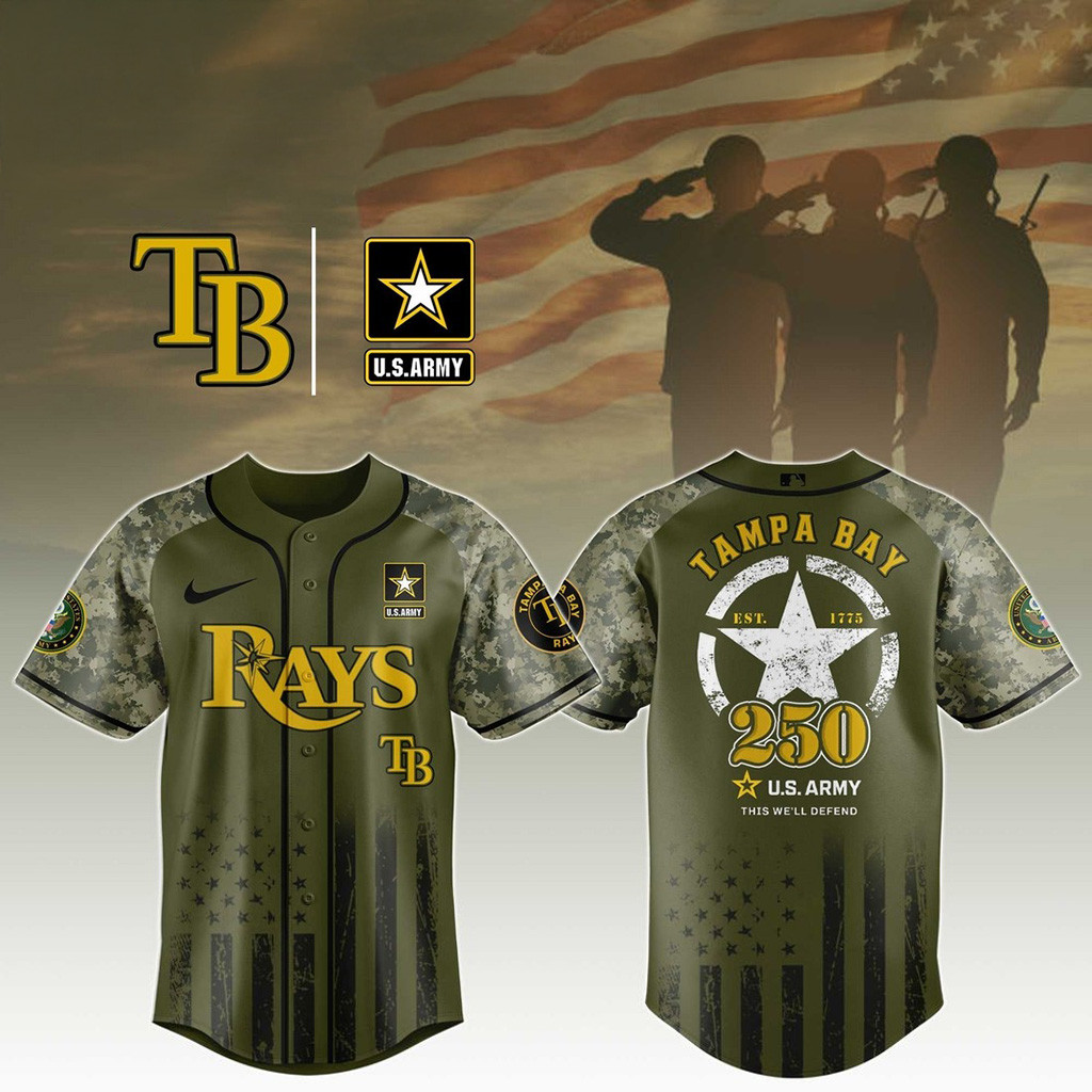 Tampa Bay Rays MLB x 250 US Army Baseball Jersey Rays Merch Baseball Lover Gift Ideas