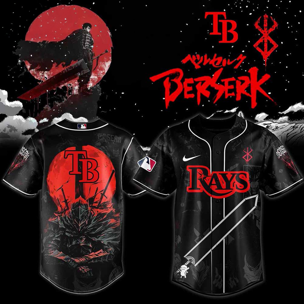 Tampa Bay Rays MLB X Berserk Baseball Jersey Tampa Bay Rays Merch Baseball Enthusiast Gifts
