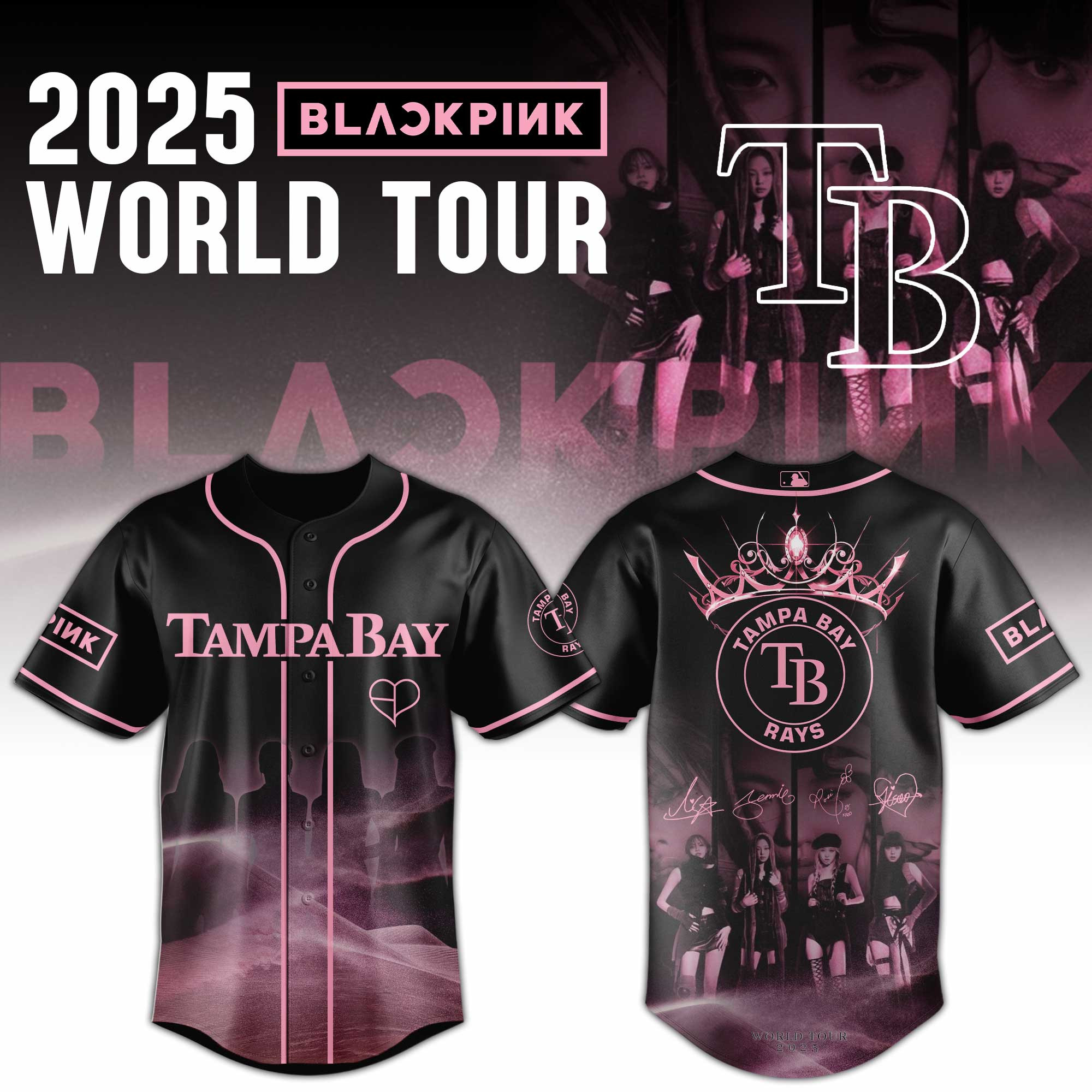 Tampa Bay Rays Mlb X Black Pink World Tour Baseball Jersey For Fans