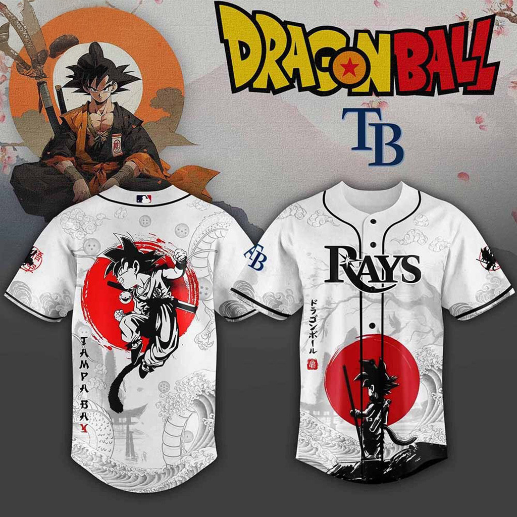 Tampa Bay Rays MLB X Dragon Ball Baseball Jersey Rays Merch Gift Ideas For Baseball Fans