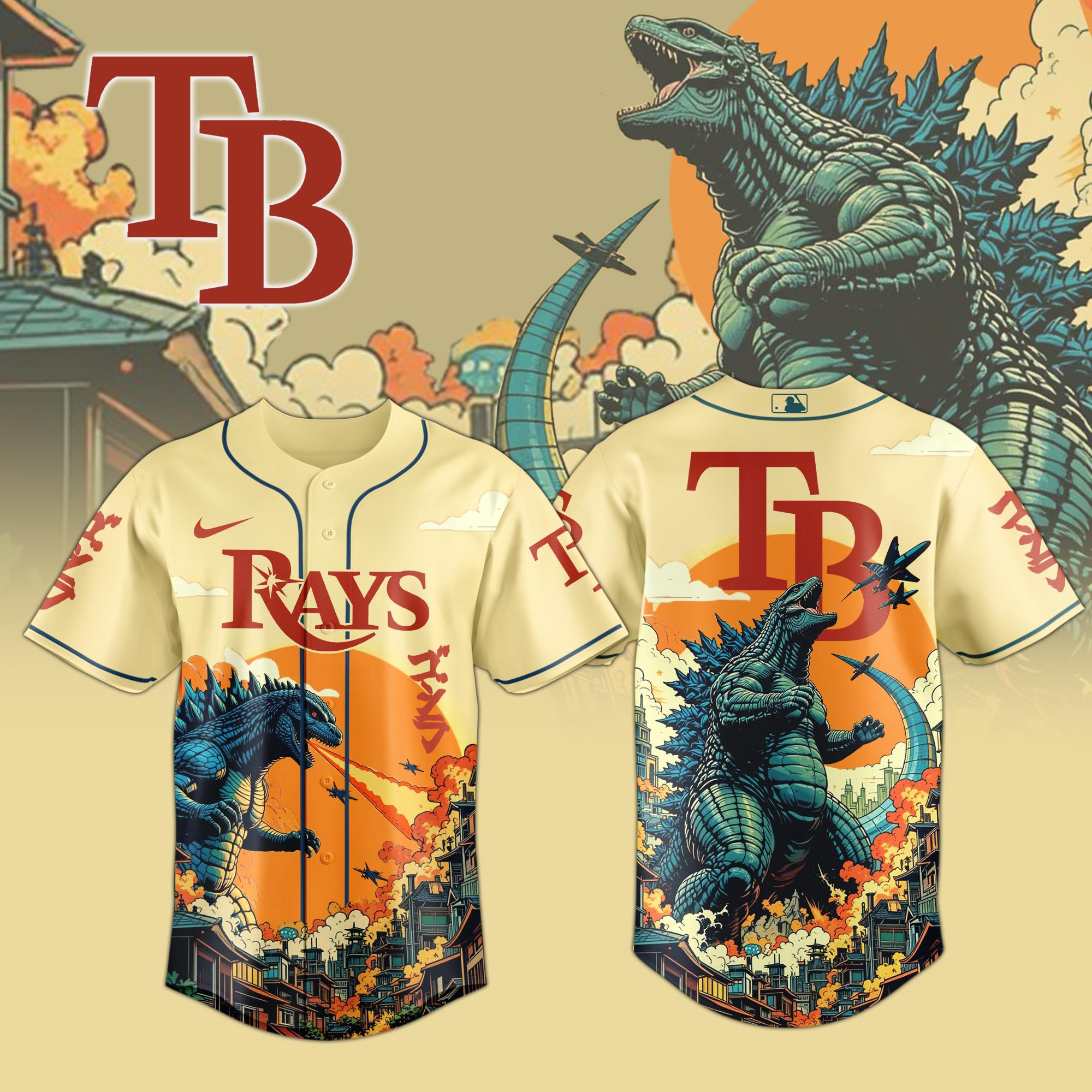 Tampa Bay Rays Mlb X Godzilla New Baseball Jersey For Fans