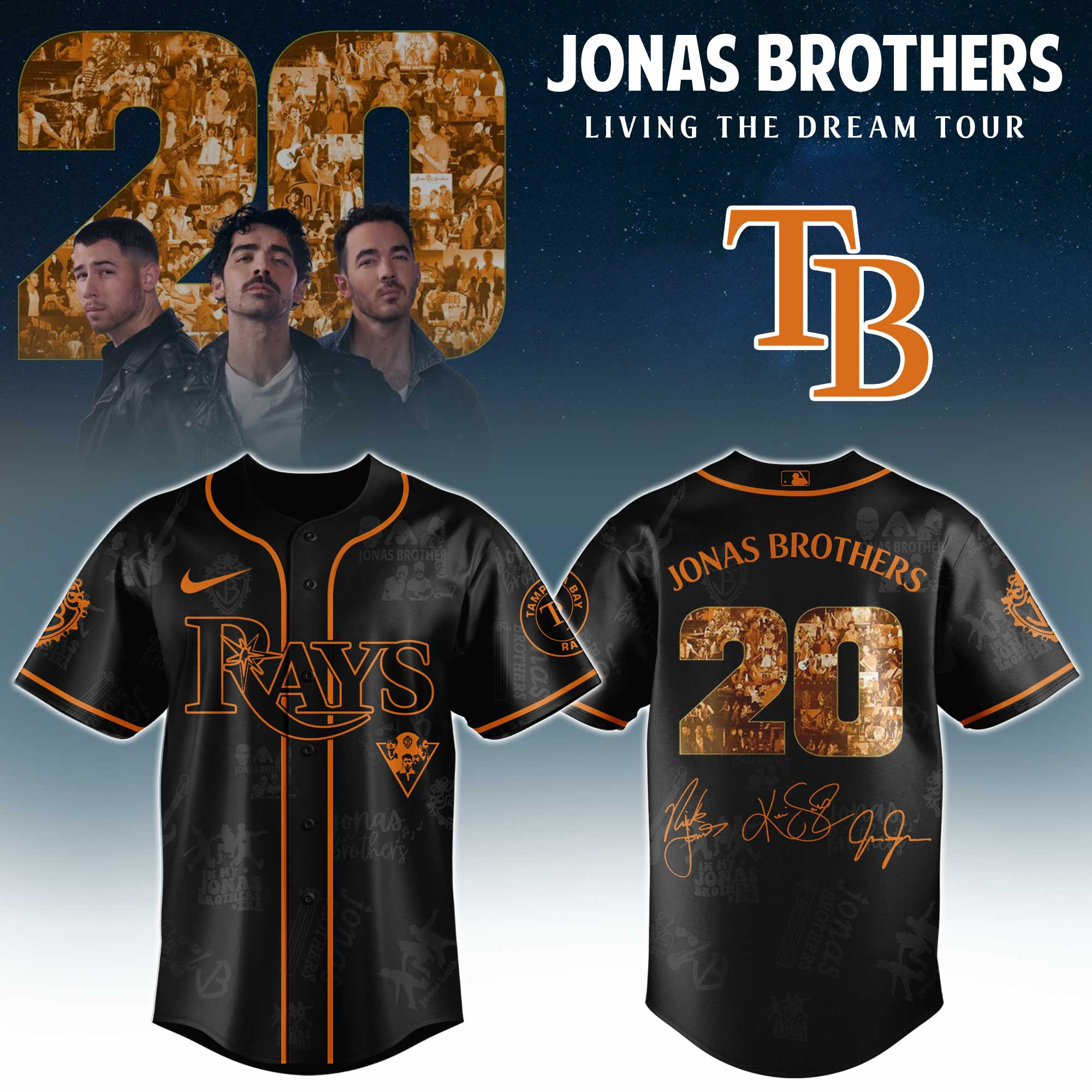 Tampa Bay Rays Mlb X Jonas Brothers Tour Personalized Baseball Jersey For Fans