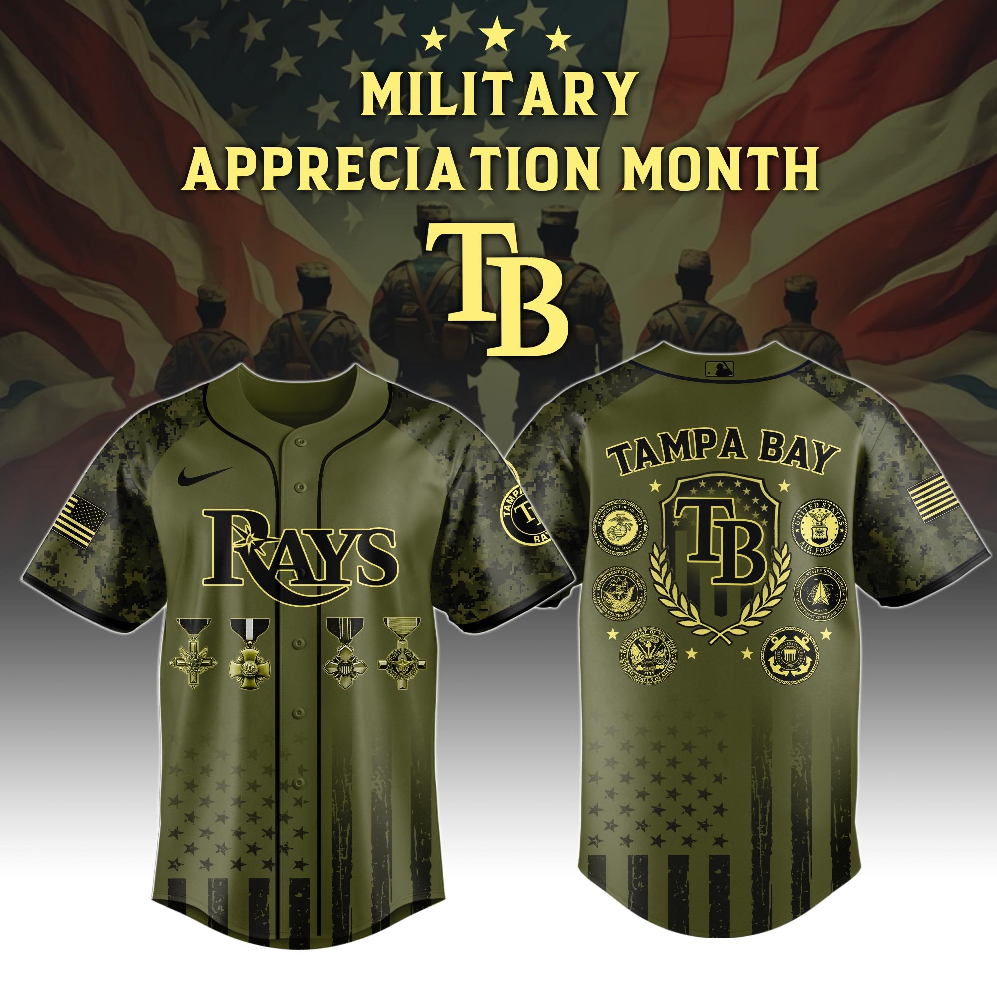 Tampa Bay Rays MLB x Military Appreciation Month Special Edition Jersey 2025