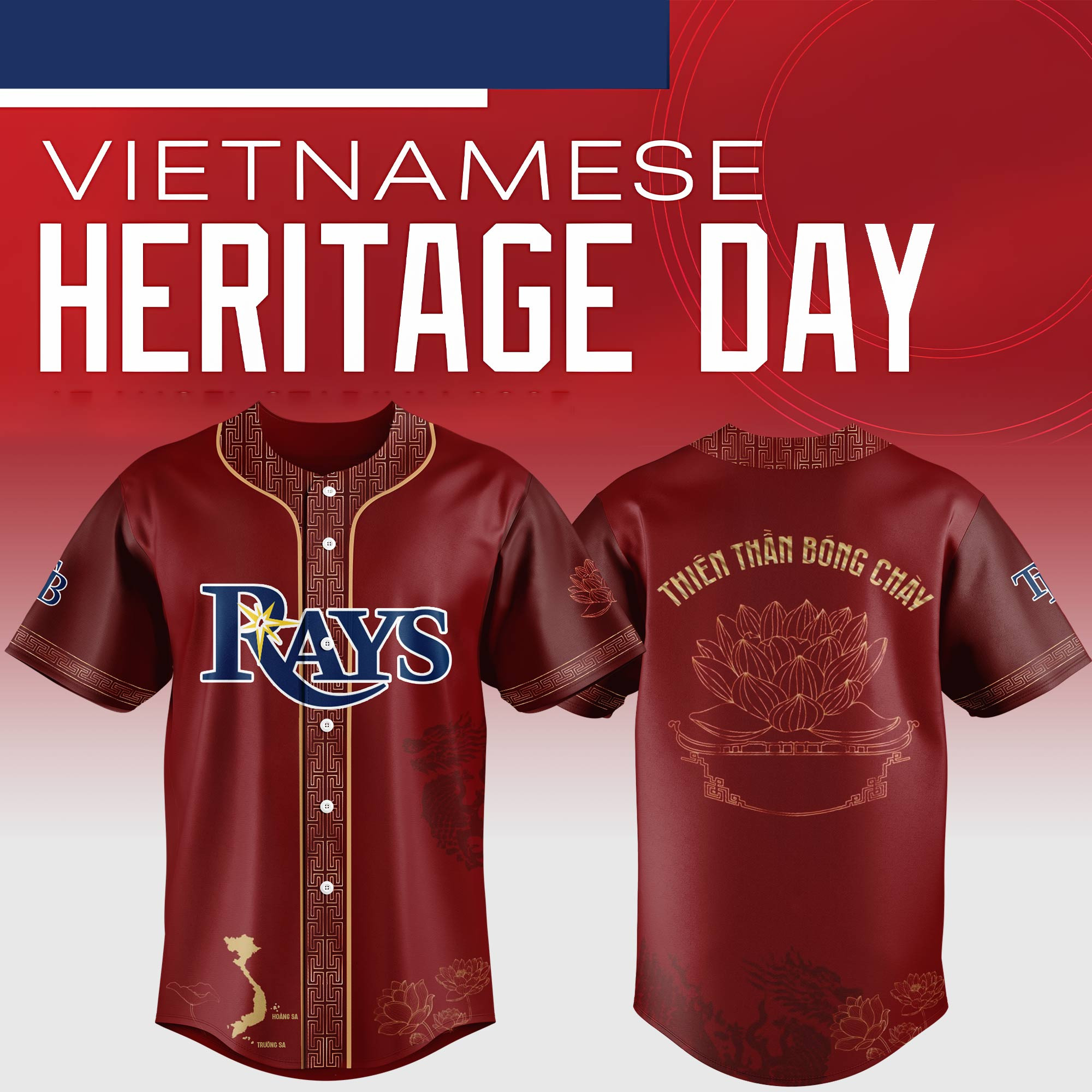 Tampa Bay Rays Mlb X Vietnamese Heritage Night Baseball Jersey For Fans