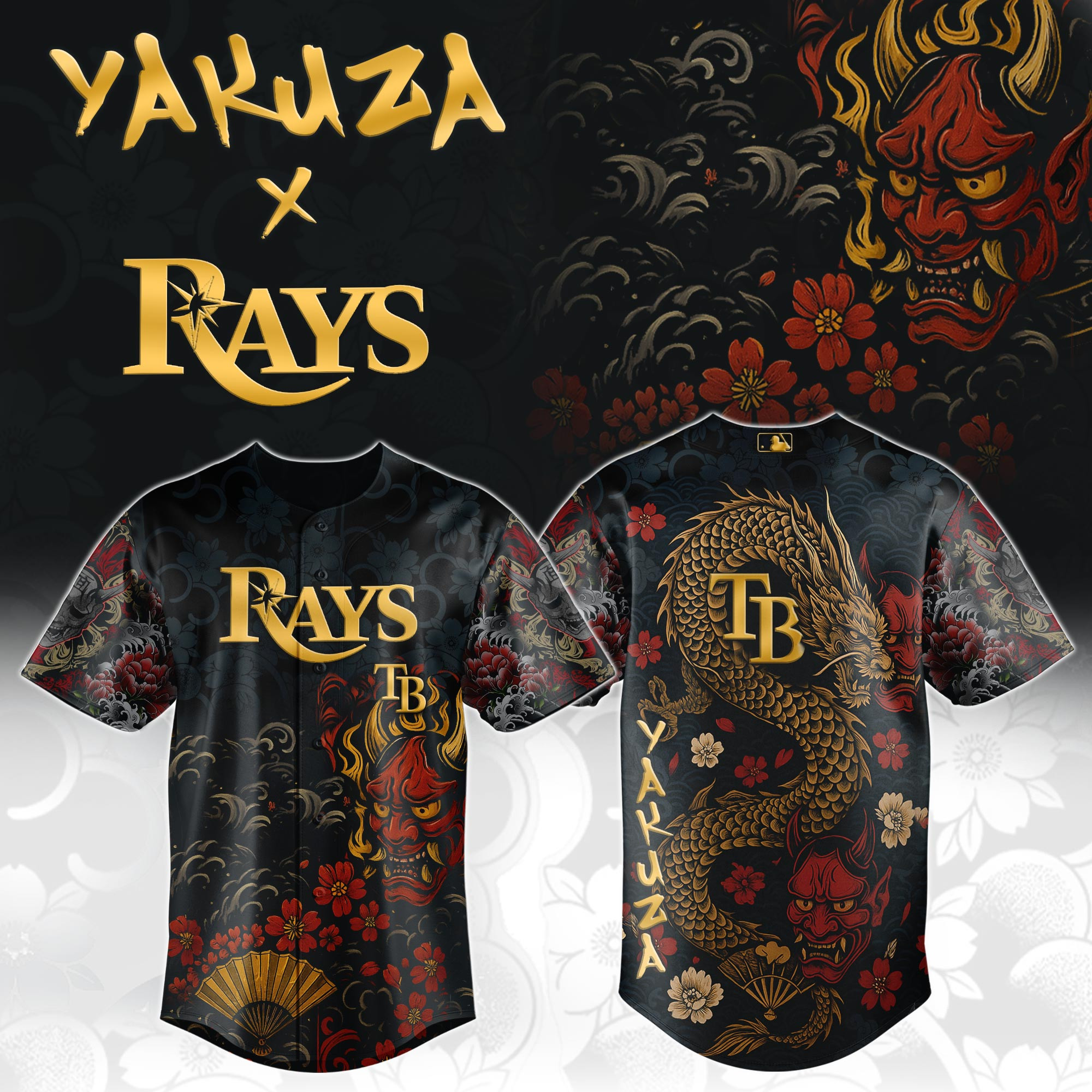 Tampa Bay Rays Mlb X Yakuza Dragon Oni Baseball Jersey For Fans