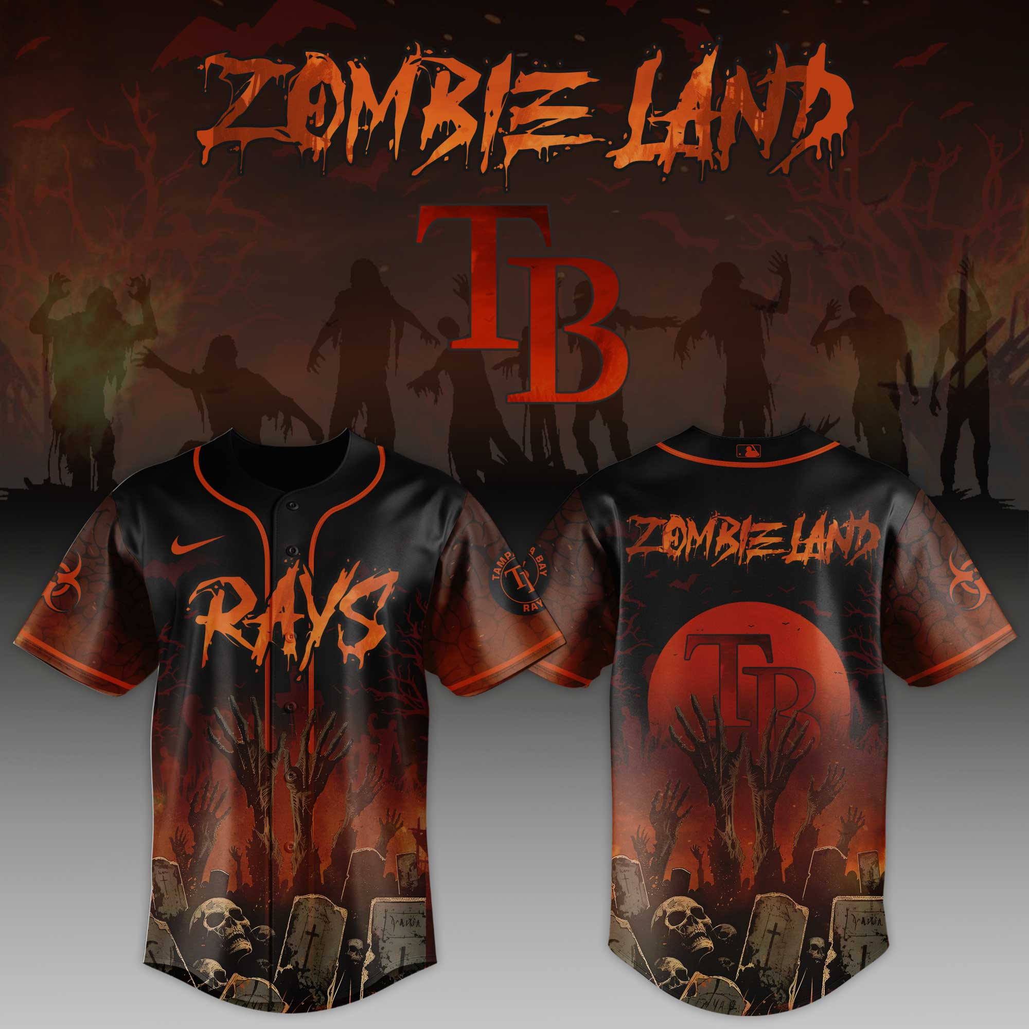 Tampa Bay Rays Mlb X Zombie Land Baseball Jersey For Fans