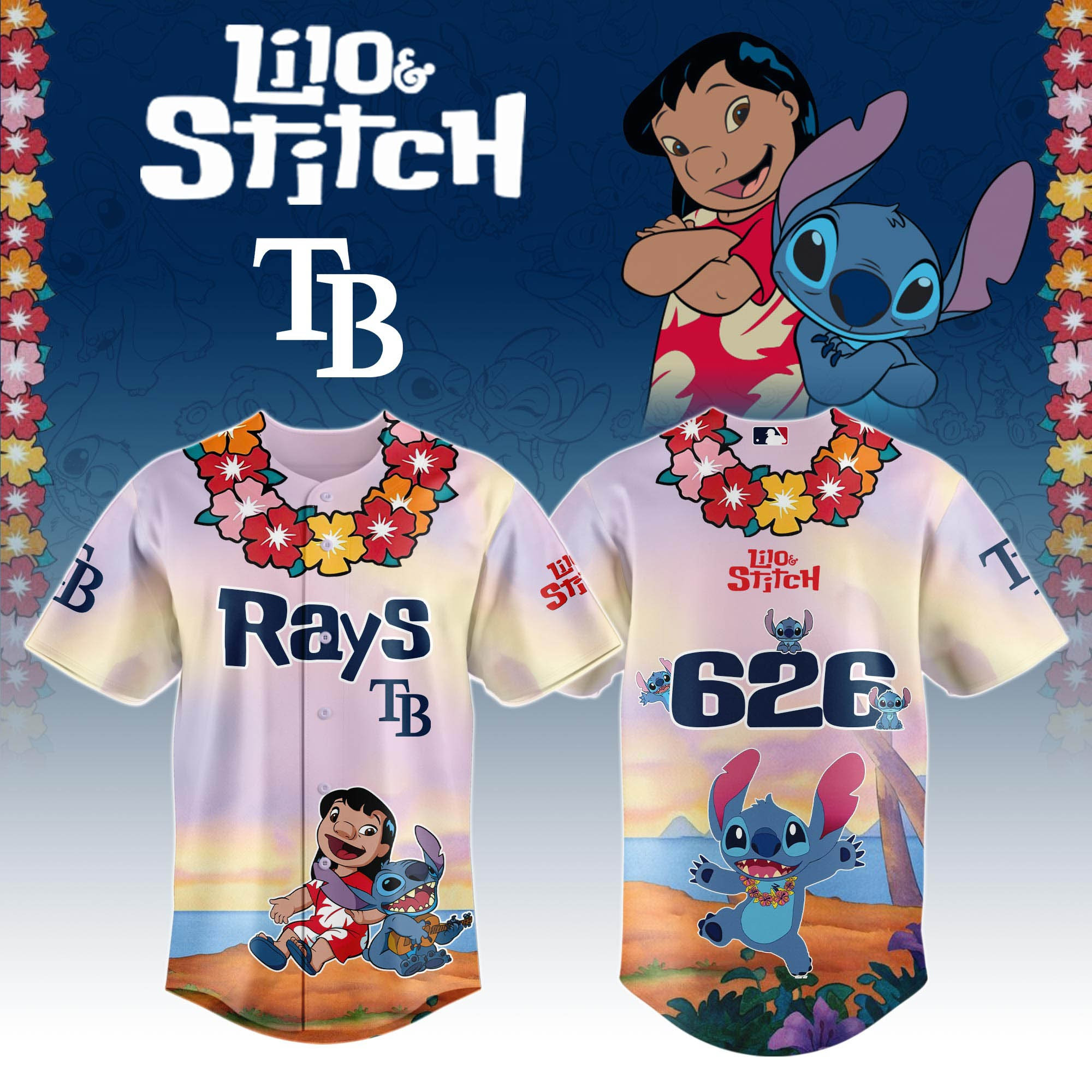 Tampa Bay Rays x Lilo And Stitch Special Edition Jersey 2025 Tampa Bay Rays Merch